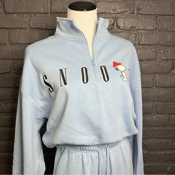 SNOOPY Light Blue Sweatshirt Outfit Set Size Medium - Picture 2 of 16
